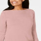 Karen Scott Women's Cotton Boat Neck Sweater Pink Size X-Large