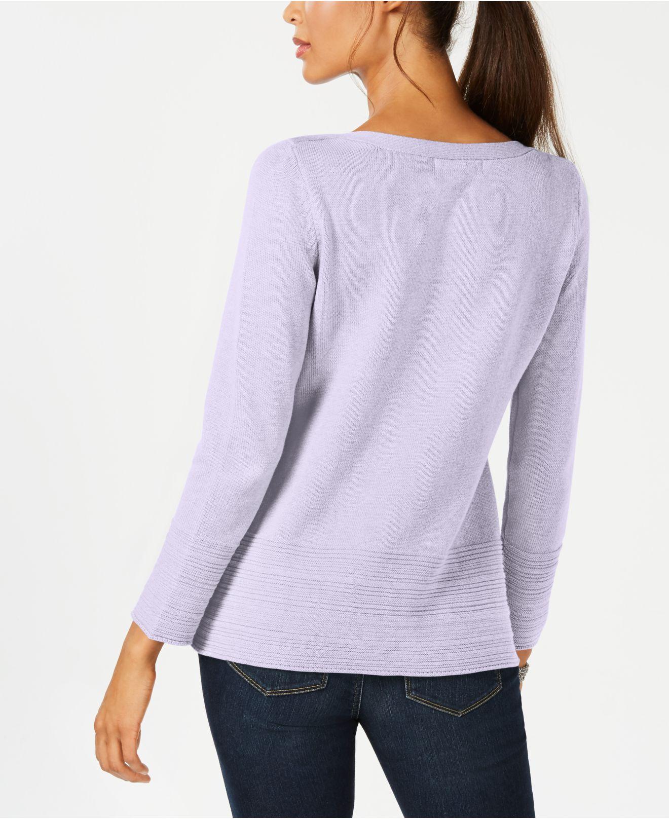 Karen Scott Women's Cotton Boat-Neck Sweater Purple Size Extra Large