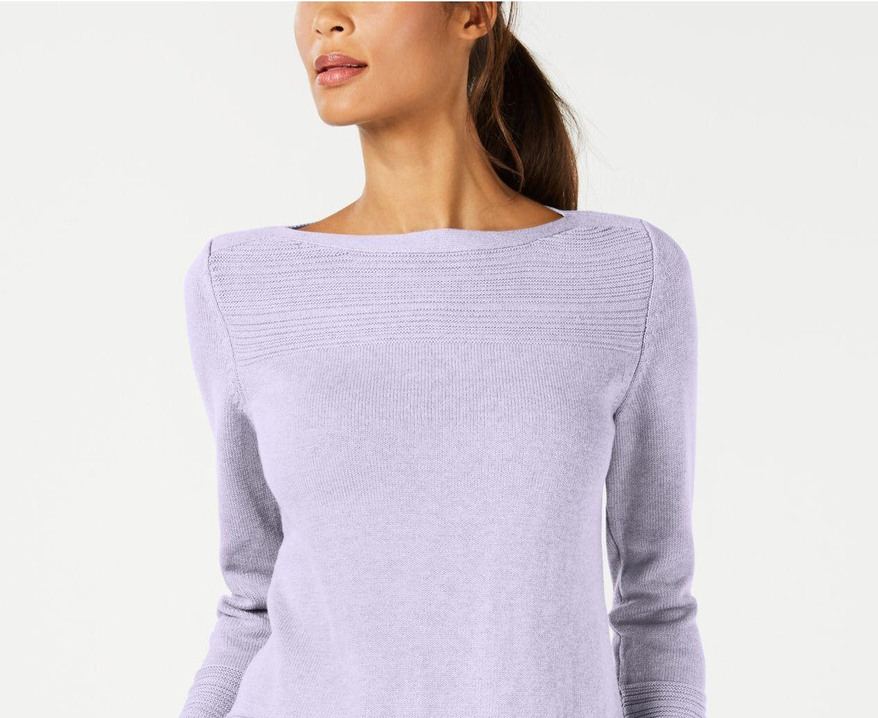 Karen Scott Women's Cotton Boat-Neck Sweater Purple Size Extra Large