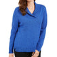 Karen Scott Women's Cotton Marled Shawl-Collar Sweater Blue Size Small