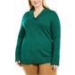 Karen Scott Women's Cotton Marled Shawl-Collar Sweater Dark Green Size Large
