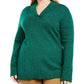 Karen Scott Women's Cotton Marled Shawl-Collar Sweater Dark Green Size Small