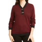 Karen Scott Women's Contrast Trim Textured Cotton Sweater Red Size Small