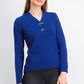 Karen Scott Women's Petite Hardware-Trim Cotton Henley Sweater Dark Blue Size  Medium