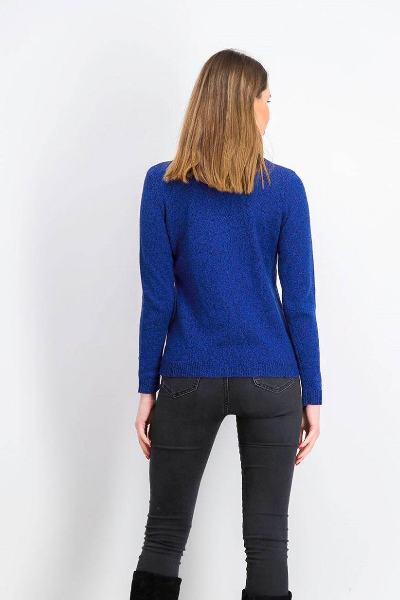 Karen Scott Women's Petite Hardware-Trim Cotton Henley Sweater Dark Blue Size  Medium