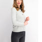 Karen Scott Women's Hardware Trim Cotton Henley Sweater Grey Size Petite Small