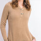 Karen Scott Women's Cotton Toggle Henley Sweater Brown Size Petite Medium