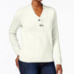 Karen Scott Women's Cotton Toggle Henley Sweater White Size Petite Medium