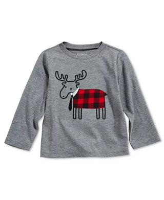 First Impressions Baby Boy's Elk Applique T-Shirt Grey Size 18 Months