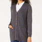 Karen Scott Women's Mixed-Stitch Button-Front Cardigan Charcoal Size Extra Small