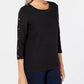 Karen Scott Women's 3/4 Sleeve Sweater Black Size Small