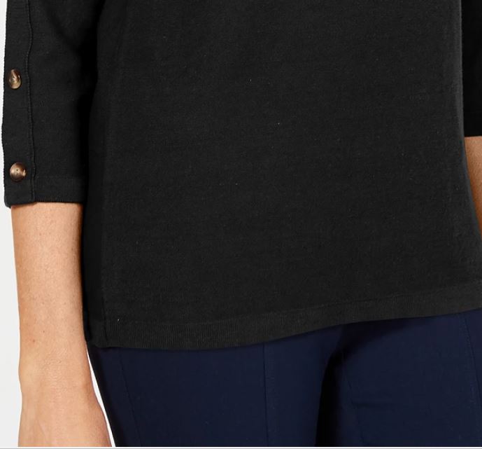 Karen Scott Women's 3/4 Sleeve Sweater Black Size Small