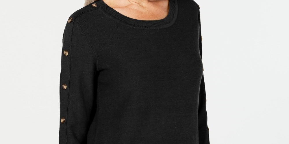 Karen Scott Women's 3/4 Sleeve Sweater Black Size X-Small