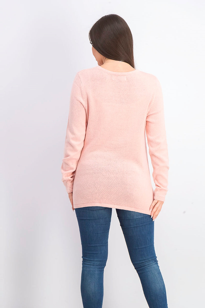 Karen Scott Women's Patchwork-Stitch Pullover Sweater Pink Size Extra Large