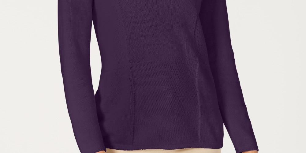 Karen Scott Women's Patchwork Stitch Pullover Sweater Purple Size X-Small