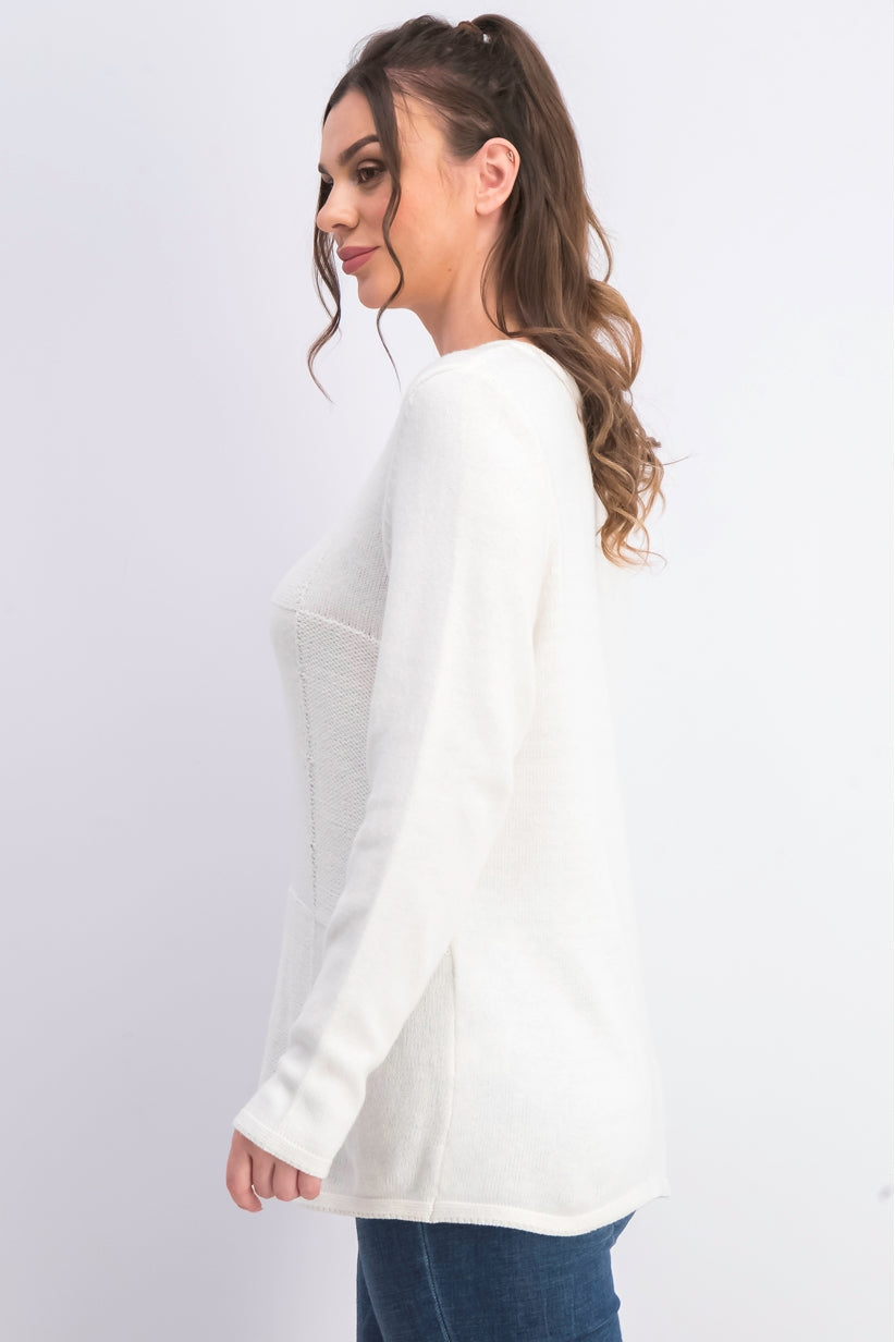 Karen Scott Women's Patchwork-Stitch Pullover Sweater White Size Extra Small