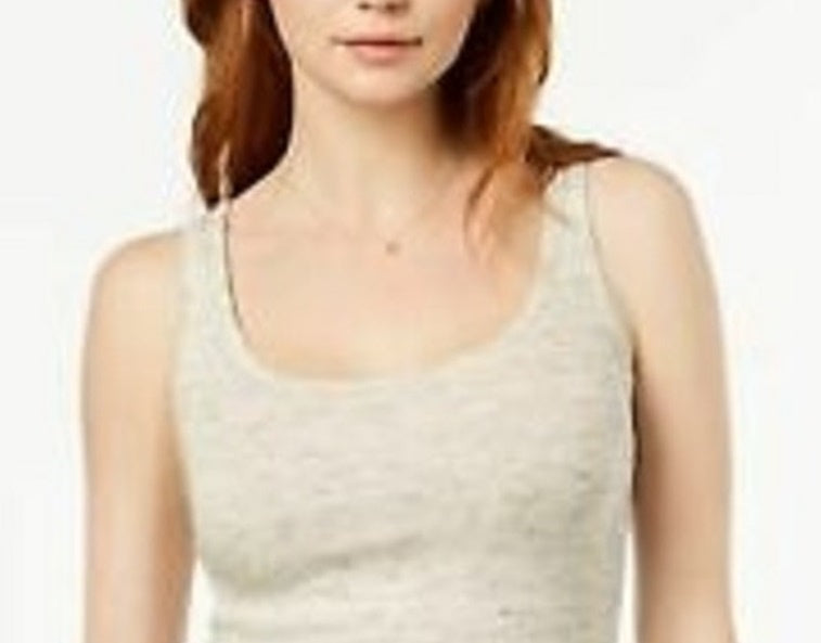 Maison Jules Women's Scoop-Neck Tank Beige Size Medium