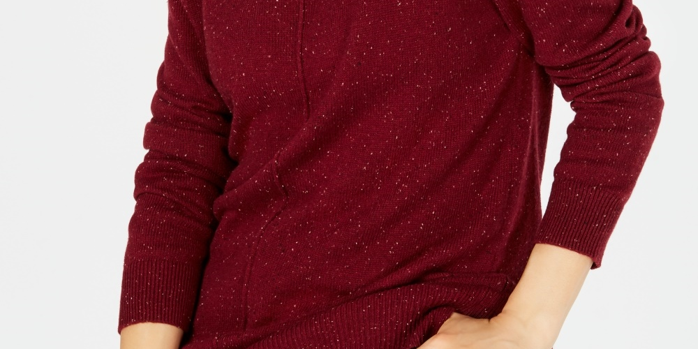 Karen Scott Women's Mock Neck Shimmer Sweater Red Size Large