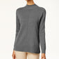 Karen Scott Women's Seam Detail Cotton Mock Neck Sweater Charcoal Size Medium