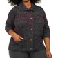 Karen Scott Women's Plus Marled Wing Collar Cardigan Black Size 1X