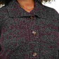 Karen Scott Women's Plus Marled Wing Collar Cardigan Black Size 1X