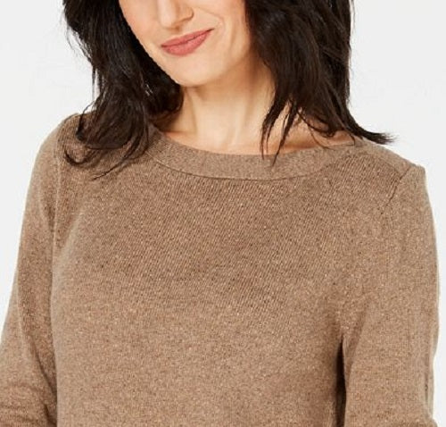 Karen Scott Women's Solid Curved-Hem Tunic Brown Size Medium