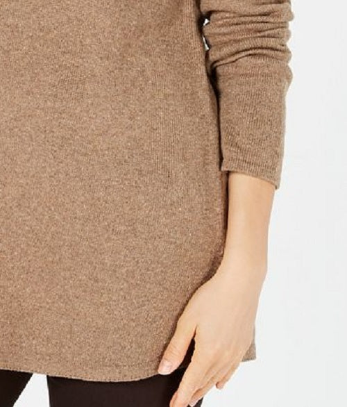 Karen Scott Women's Solid Curved-Hem Tunic Brown Size Medium