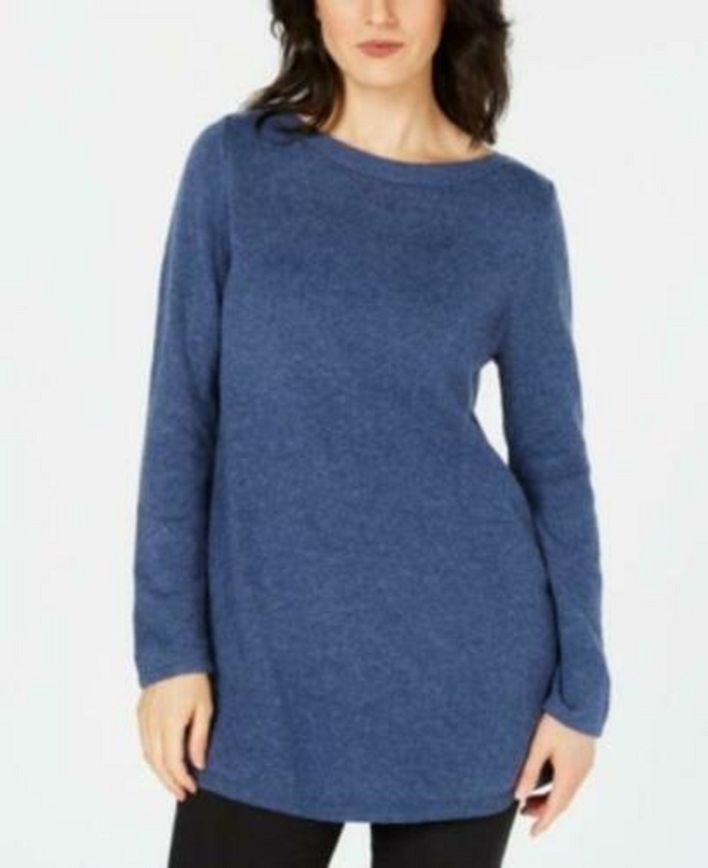 Karen Scott Women's Solid Curved Hem Tunic Blue Size Large