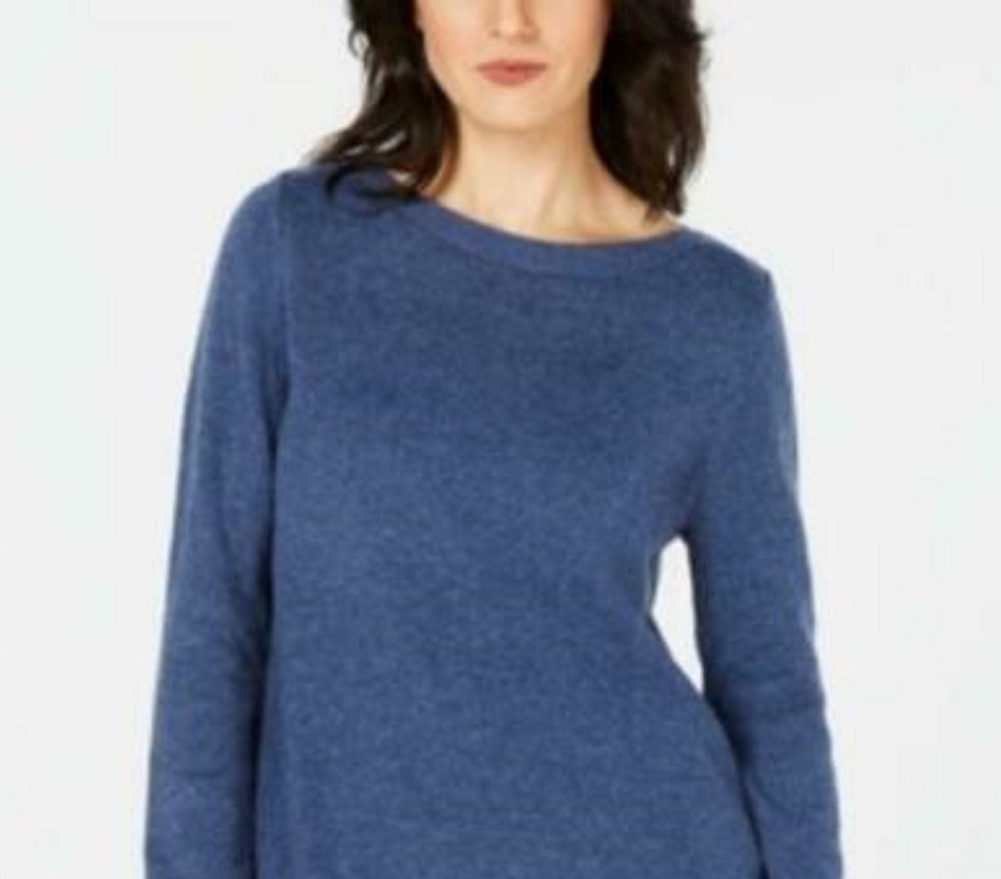 Karen Scott Women's Solid Curved Hem Tunic Blue Size Large