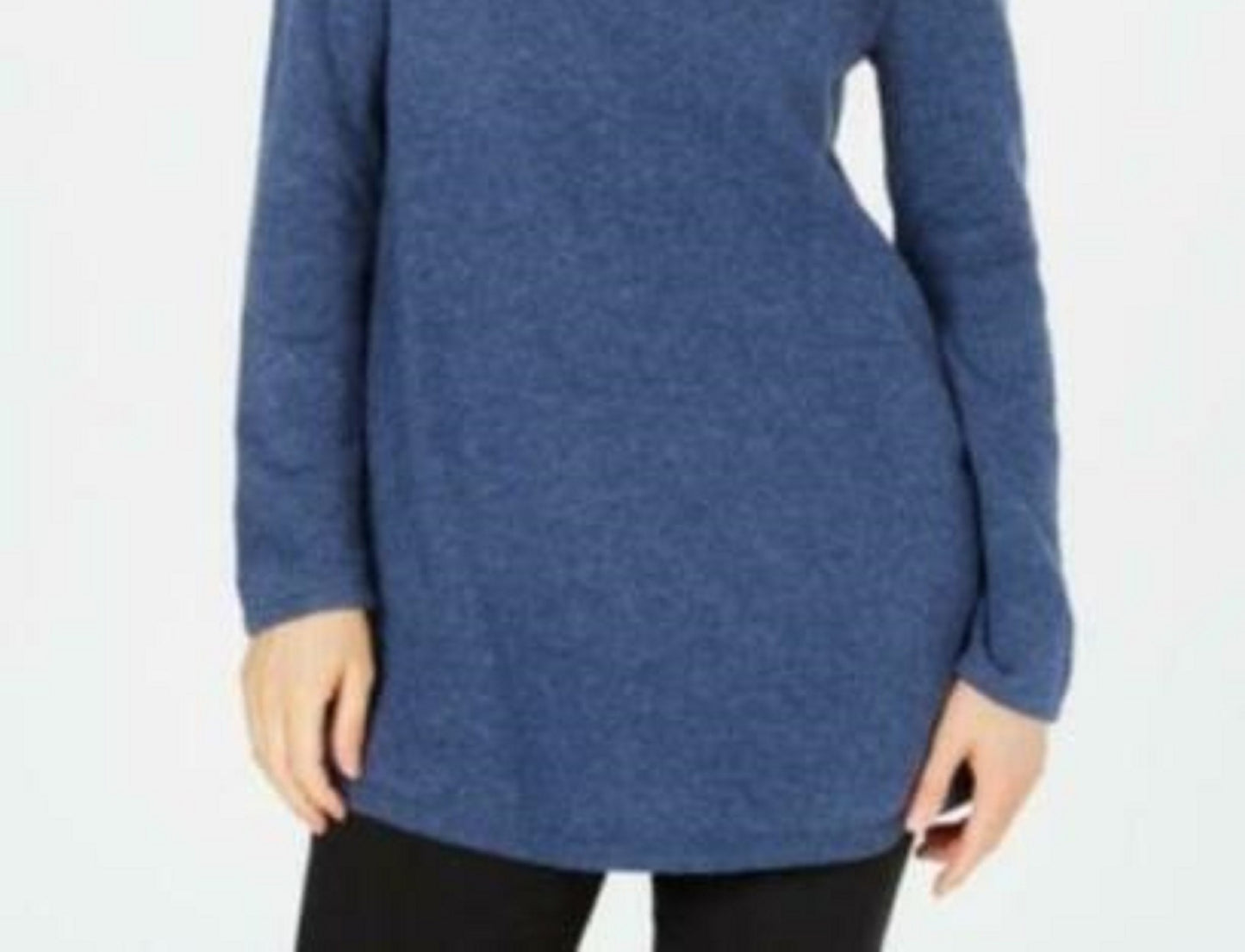 Karen Scott Women's Solid Curved Hem Tunic Blue Size Large