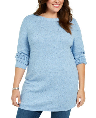 Karen Scott Women's Plus Curved Hem Tunic Blue Size 3X