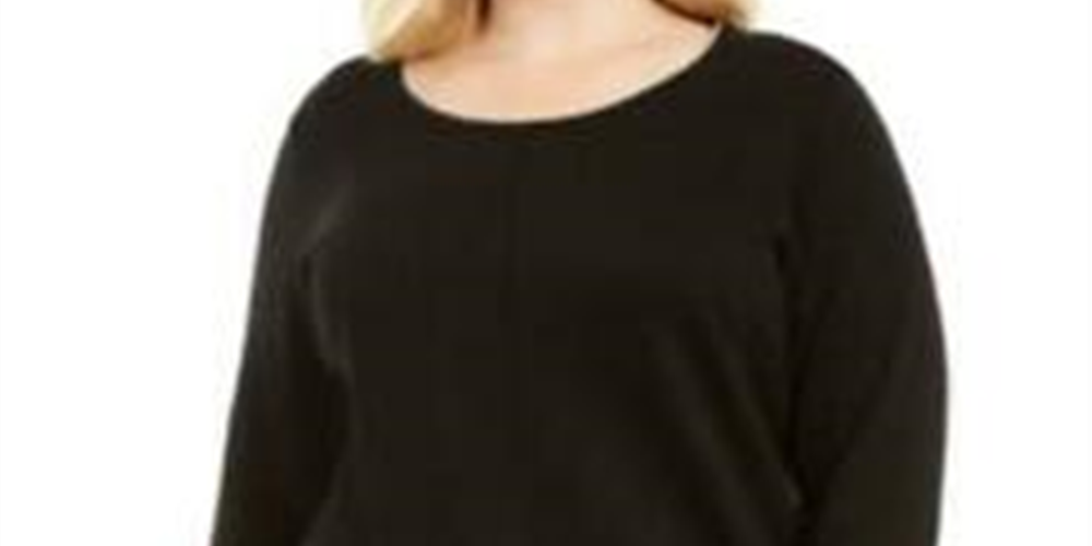 Karen Scott Women's Cotton Roll Neck Sweater Black Size 1X