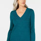 Karen Scott Women's V-Neck Long-Sleeve Sweater Green Size Small