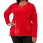 Karen Scott Women's Plus Chenille Pullover V Neck Sweater Red Size 0X