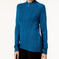 Karen Scott Women's Mock Neck Cable Knit Sweater Blue Size Petite Small