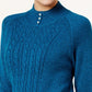 Karen Scott Women's Mock Neck Cable Knit Sweater Blue Size Petite Small