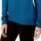 Karen Scott Women's Mock Neck Cable Knit Sweater Blue Size Petite Small