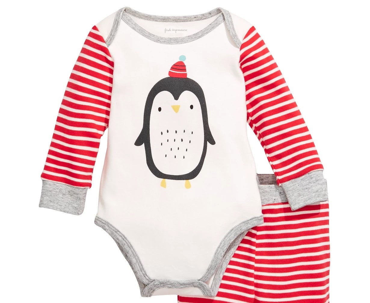 First Impressions Baby Boys 2-Pc. Cotton Penguin Bodysuit & Pants Set White Size 6-9M