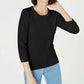 Maison Jules Women's 3/4-Sleeve Solid T-Shirt Black Size Medium
