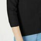 Maison Jules Women's 3/4-Sleeve Solid T-Shirt Black Size Medium