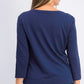 Maison Jules Women's 3/4 Sleeve Solid T-Shirt Navy Size Large