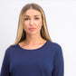 Maison Jules Women's 3/4 Sleeve Solid T-Shirt Navy Size Large