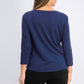 Maison Jules Women's 3/4 Sleeve Solid T-Shirt Navy Size Small