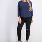 Maison Jules Women's 3/4 Sleeve Solid T-Shirt Navy Size Small