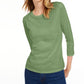 Maison Jules Women's 3/4 Sleeve Solid T-Shirt Green Size Small