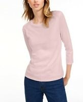 Maison Jules Women's 3/4 Sleeve Solid T-Shirt Pink Size X-Large