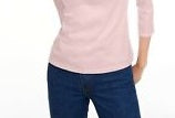 Maison Jules Women's 3/4 Sleeve Solid T-Shirt Pink Size X-Large