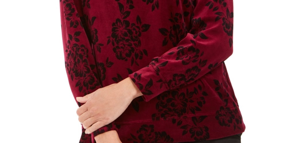 Karen Scott Women's Floral Print Sweatshirt Purple Size Petite Small