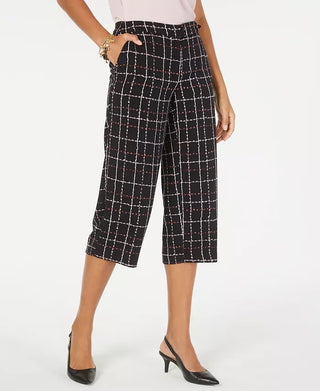 Alfani Women's Petite Printed Belted Culottes Black Size 12 P