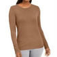 JM Collection Women's Button Cuff Crewneck Sweater Brown Size Large